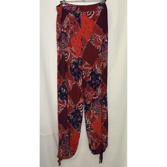 Anthropologie Patchwork Boho Floral Print Wide Leg Jogger Pants Women's Size M - Picture 2 of 4